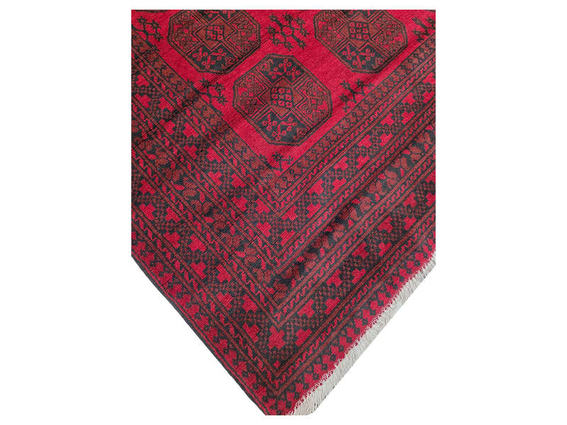 Red Afghan Handmade Carpet - 301 x 207 CM
