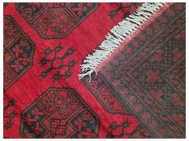 Red Afghan Handmade Carpet - 301 x 207 CM