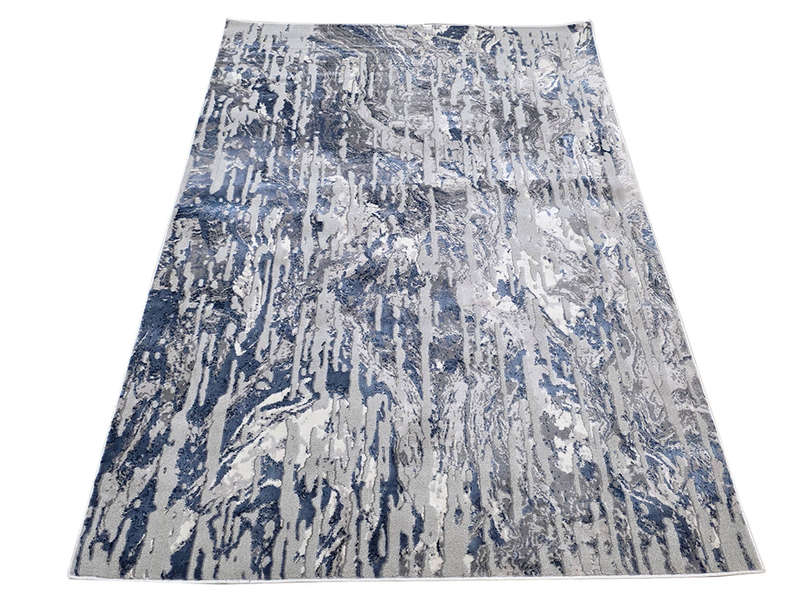 Modern Grey and Blue Machine Made Carpet - 230 x 160 CM