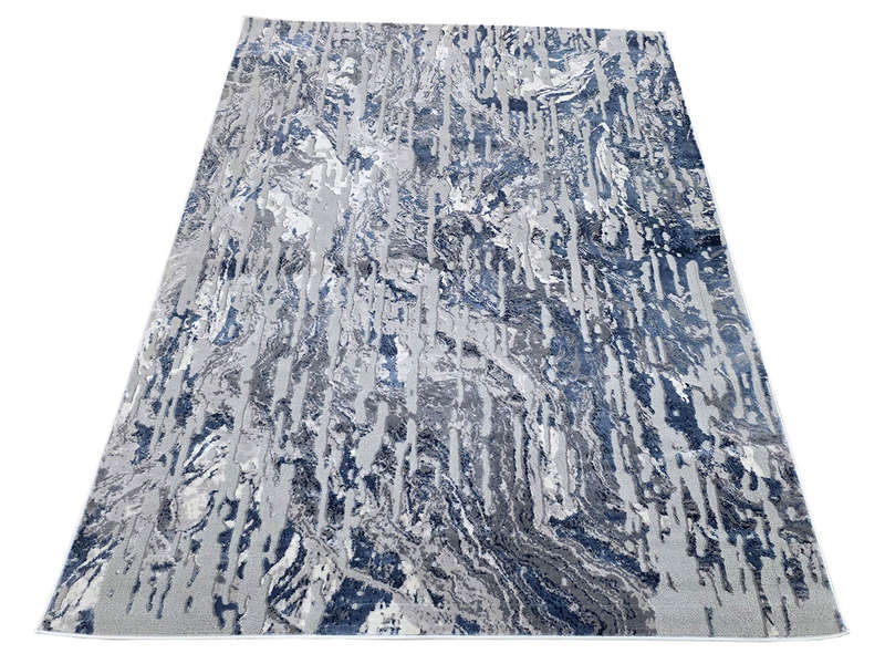 Modern Grey and Blue Machine Made Carpet - 230 x 160 CM