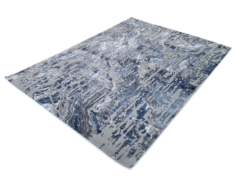 Modern Grey and Blue Machine Made Carpet - 230 x 160 CM