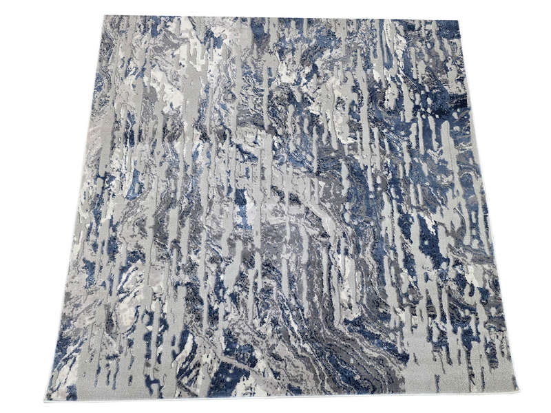 Modern Grey and Blue Machine Made Carpet - 230 x 160 CM
