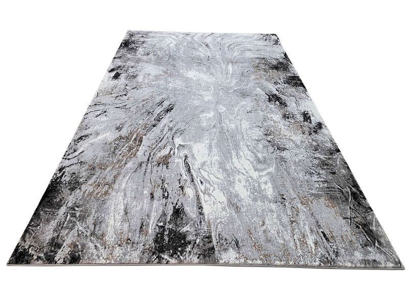 Modern Machine Made Grey And Black Carpet - 290 x 200 CM
