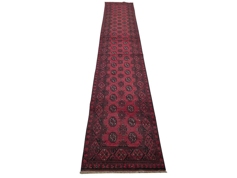 Fine Red Afghan Handmade Runner - 469 x 76 CM
