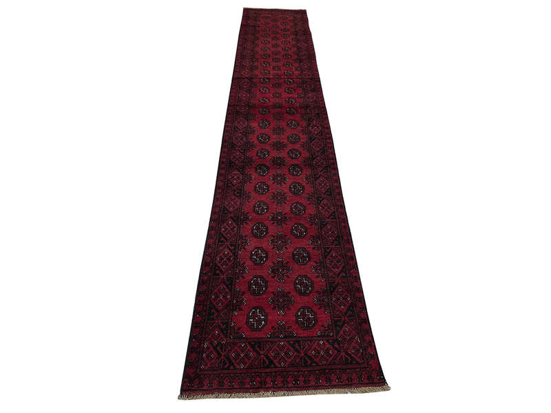 Fine Red Afghan Handmade Runner - 469 x 76 CM