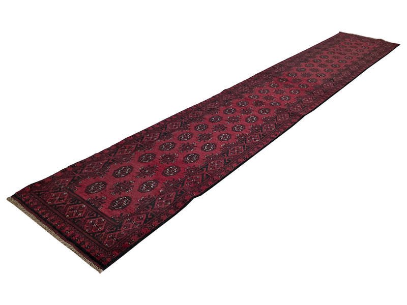 Fine Red Afghan Handmade Runner - 469 x 76 CM