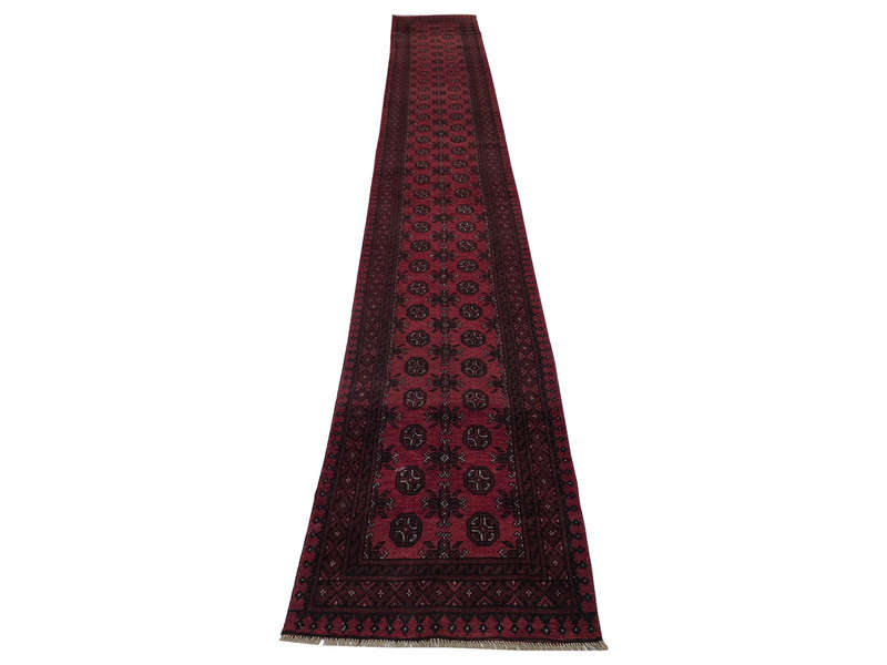 Fine Red Afghan Handmade Runner - 566 x 77 CM