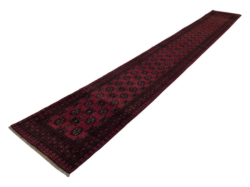 Fine Red Afghan Handmade Runner - 566 x 77 CM
