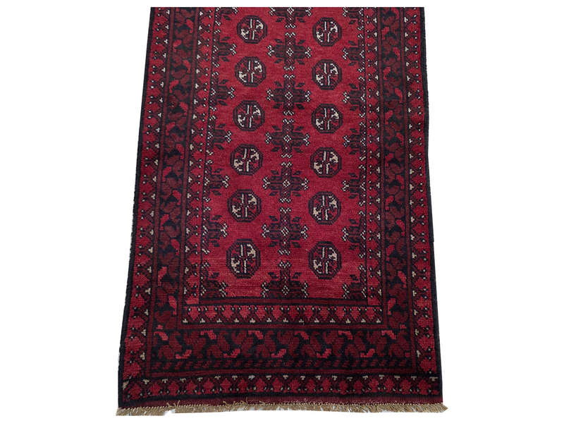Stunning Red Afghan Bukhara Design Runner - 379 x 81 CM