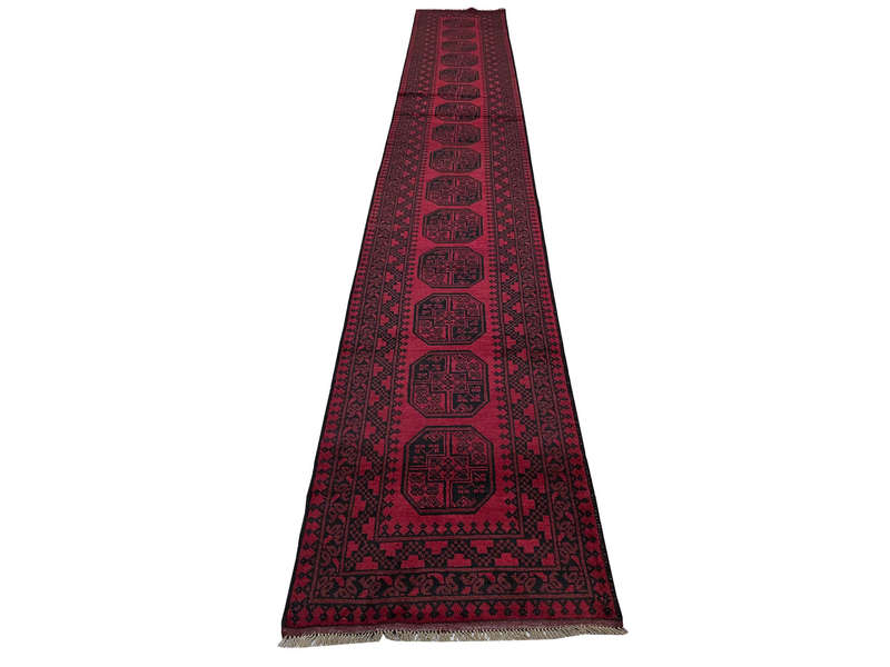 Gorgeous Red Afghan Elephant Foot Runner - 591 x 77 CM
