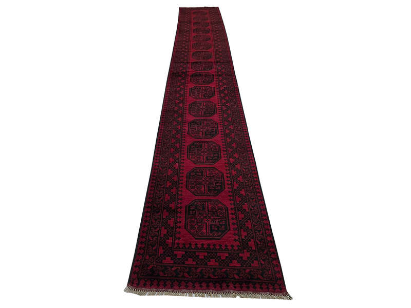 Gorgeous Red Afghan Elephant Foot Runner - 591 x 77 CM