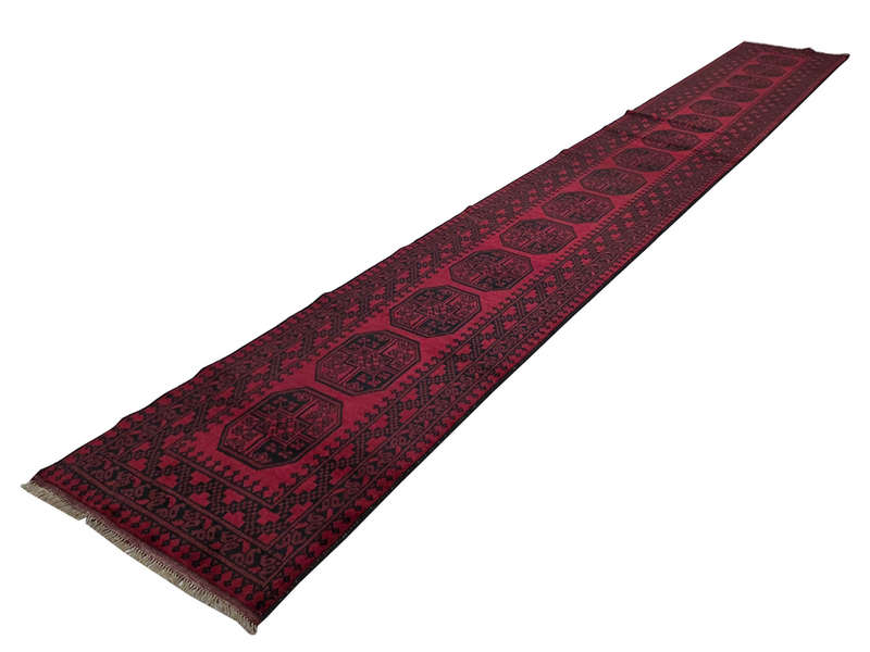 Gorgeous Red Afghan Elephant Foot Runner - 591 x 77 CM