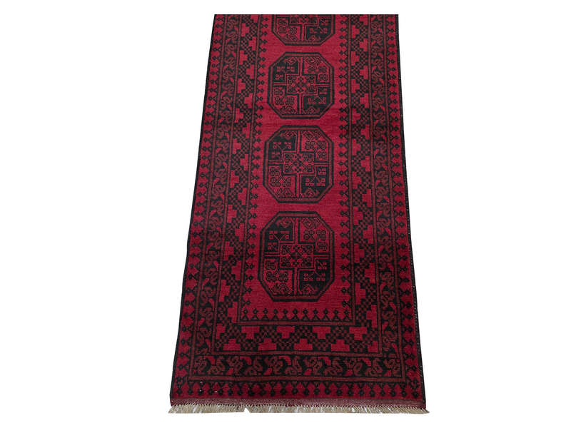 Gorgeous Red Afghan Elephant Foot Runner - 591 x 77 CM