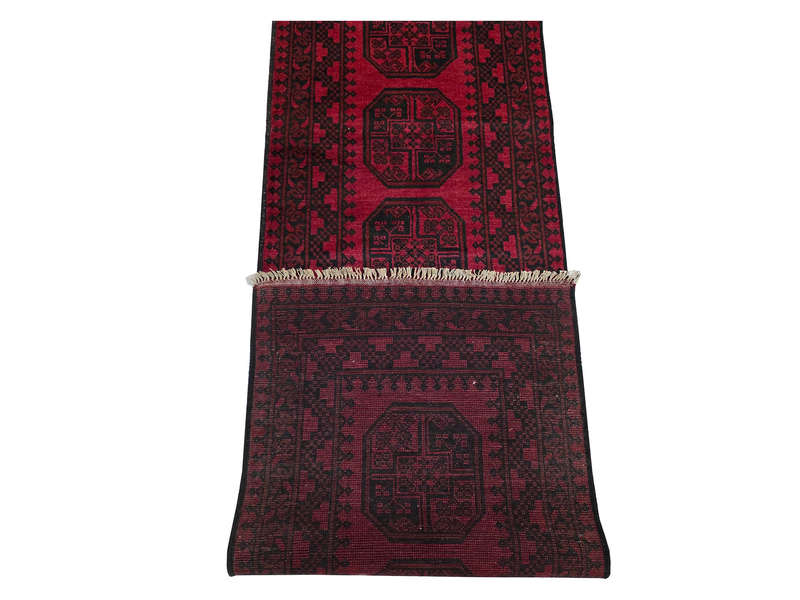 Gorgeous Red Afghan Elephant Foot Runner - 591 x 77 CM