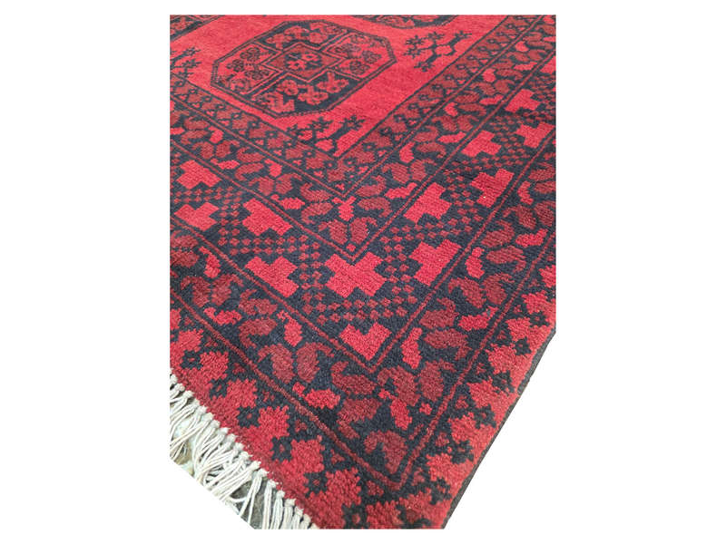 Stunning Red Afghan Handmade Carpet - 194 x 151 CM