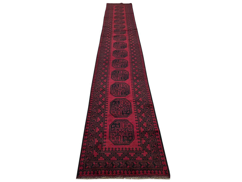 Beautiful Red Afghan Elephant Foot Runner - 589 x 77 CM