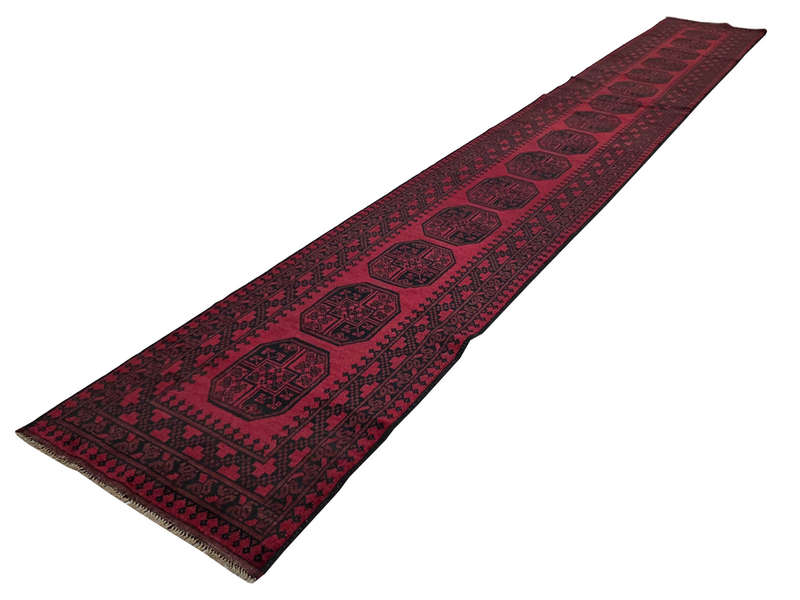 Beautiful Red Afghan Elephant Foot Runner - 589 x 77 CM