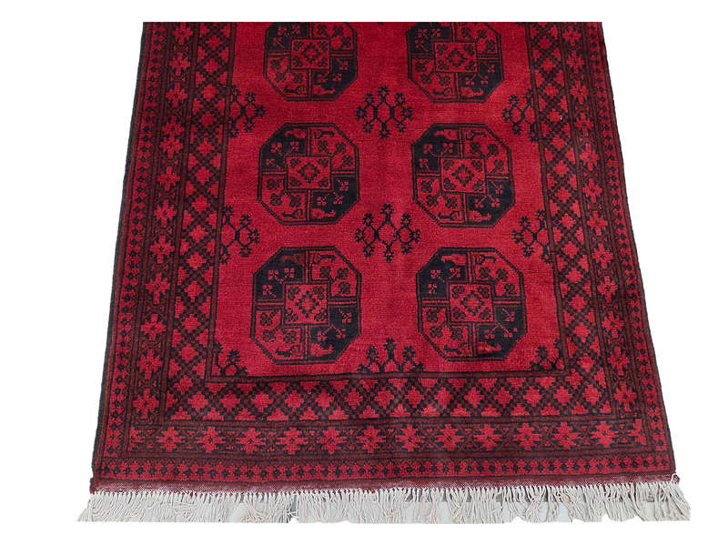 Fine Red Afghan Handmade Carpet - 181 x 121 CM