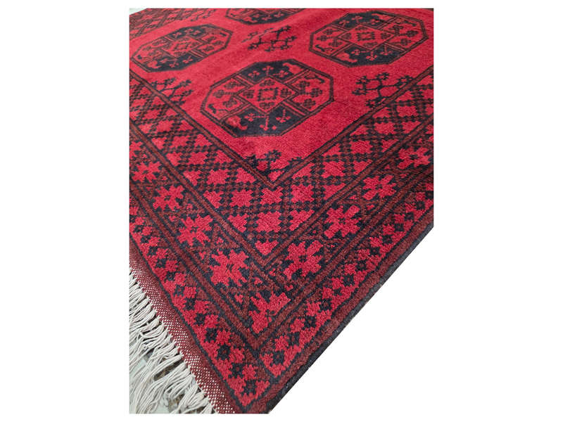 Fine Red Afghan Handmade Carpet - 181 x 121 CM