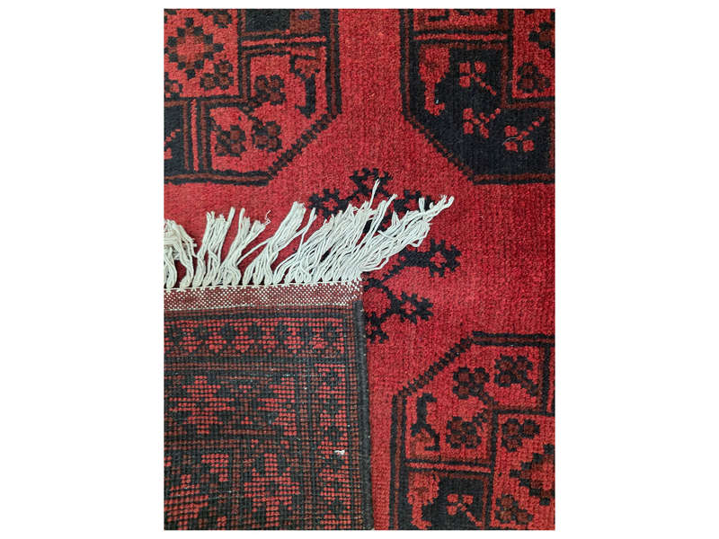 Fine Red Afghan Handmade Carpet - 181 x 121 CM