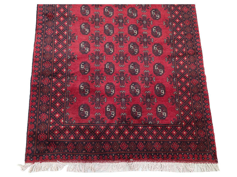 Fine Red Afghan Bukhara Hand-knotted Carpet - 180 x 121 CM