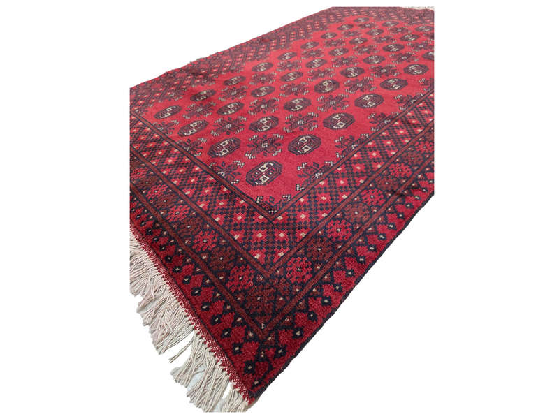 Fine Red Afghan Bukhara Hand-knotted Carpet - 180 x 121 CM