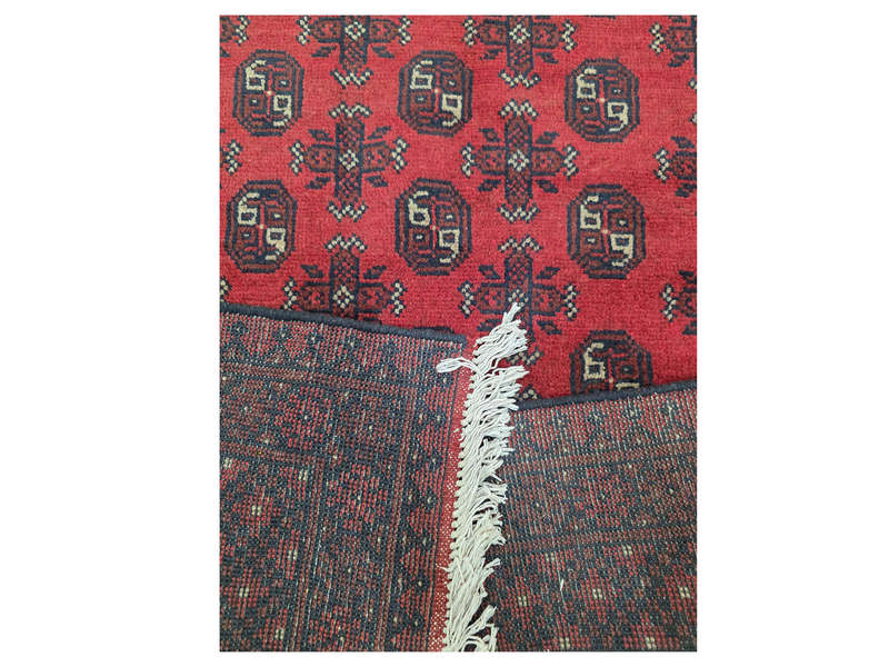 Fine Red Afghan Bukhara Hand-knotted Carpet - 180 x 121 CM