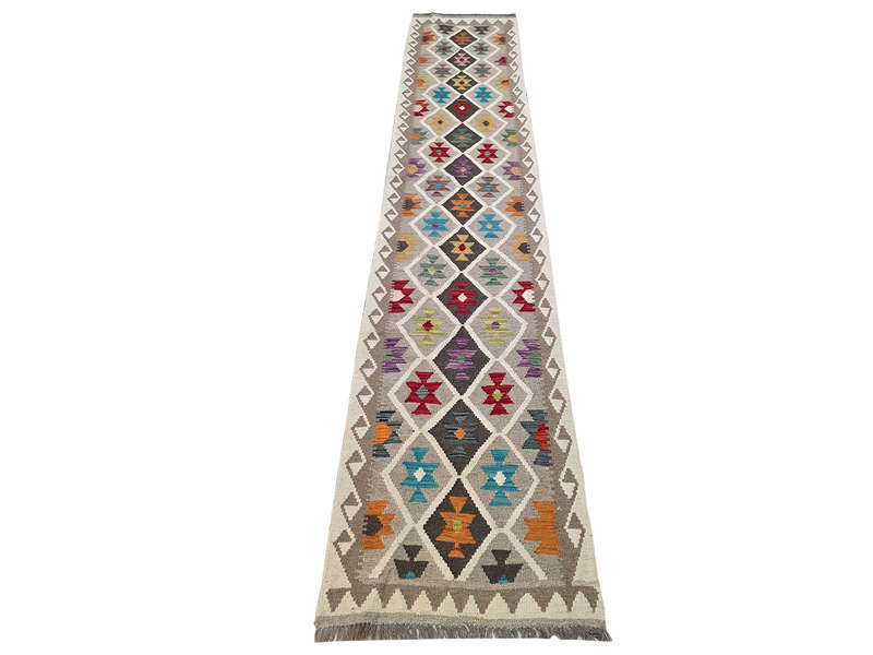 4 Meter Afghan Natural Kilim Runner 395 x 81 CM
