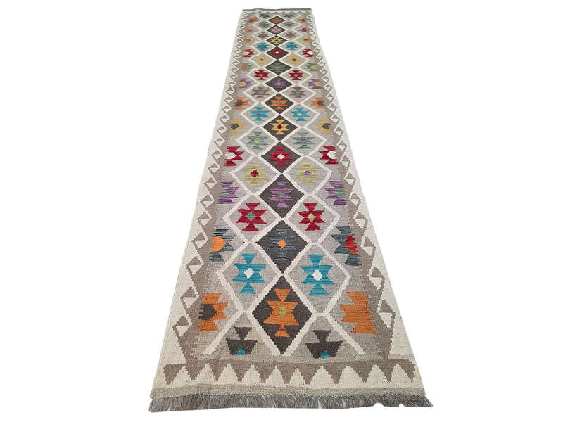 4 Meter Afghan Natural Kilim Runner 395 x 81 CM