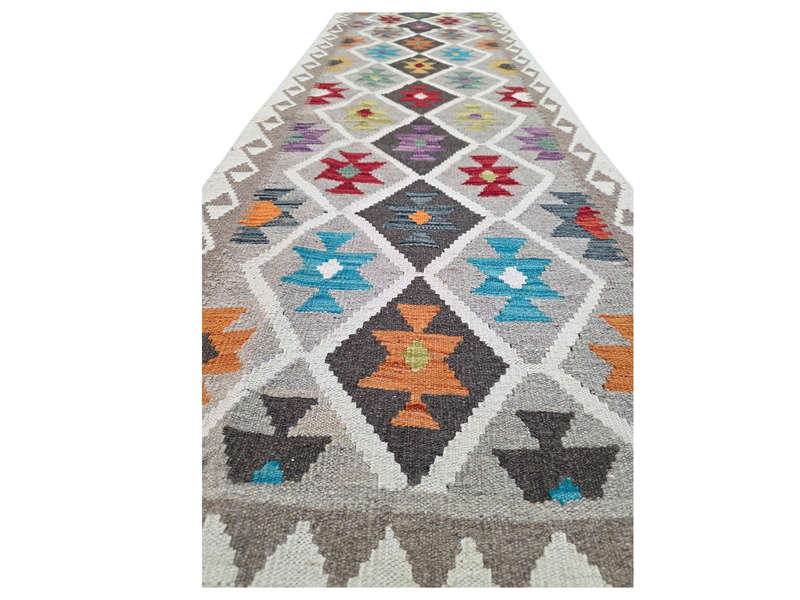 4 Meter Afghan Natural Kilim Runner 395 x 81 CM