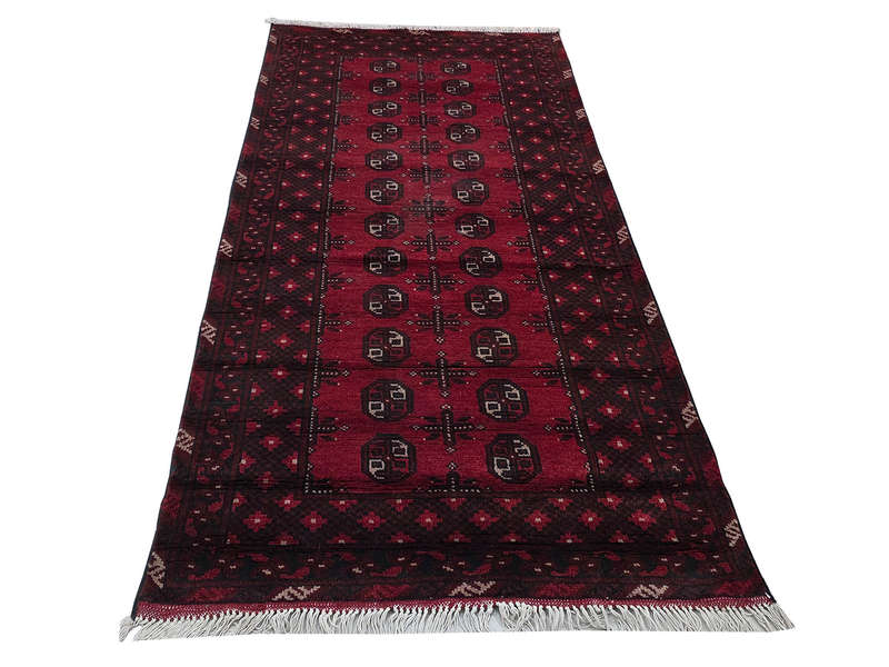 Red Afghan Handmade Runner - 197 x 98 CM