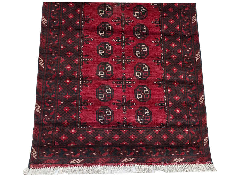 Red Afghan Handmade Runner - 197 x 98 CM