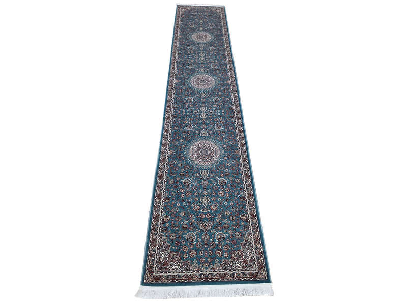 4 Meter Blue Machine Made Runner- 400 x 80 CM