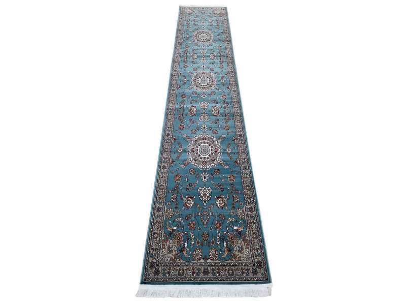High Quality Blue Machine Made Runner- 400 x 80 CM