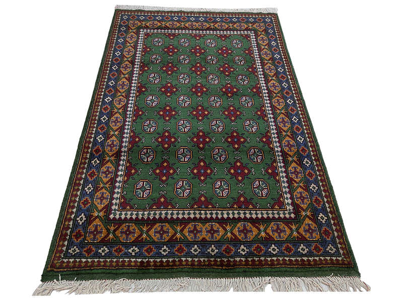 Beautiful Green Afghan Kunduz Bukhara Carpet - 182 x 124 CM