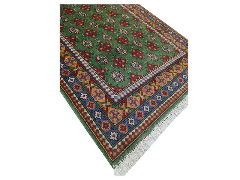 Beautiful Green Afghan Kunduz Bukhara Carpet - 182 x 124 CM