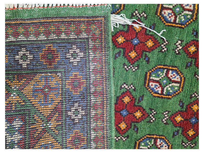 Beautiful Green Afghan Kunduz Bukhara Carpet - 182 x 124 CM
