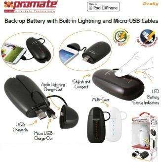Promate Ovally.Brown 5200mah Portable Back