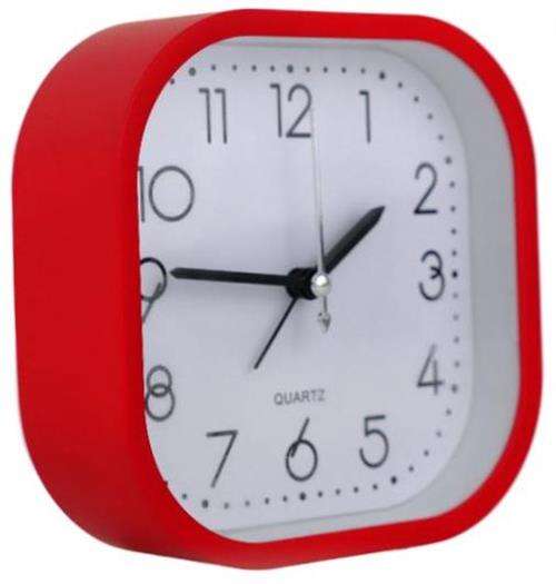 Casey Bedside Square Alarm Clock 12cm Red