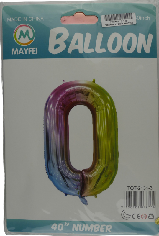 Casey 102cm Rainbow Balloon Number 0