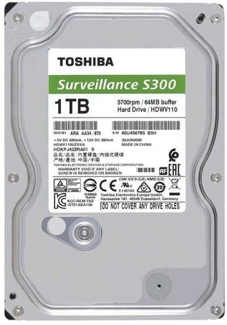 Toshiba S300 PRO 1TB Surveillance Hard Drive With