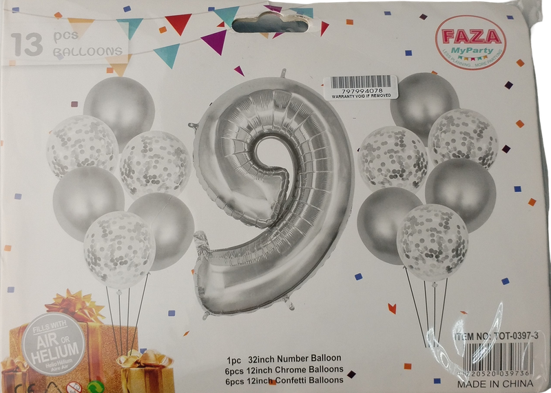 Casey 13pc Silver and White Balloon Set Nr 9