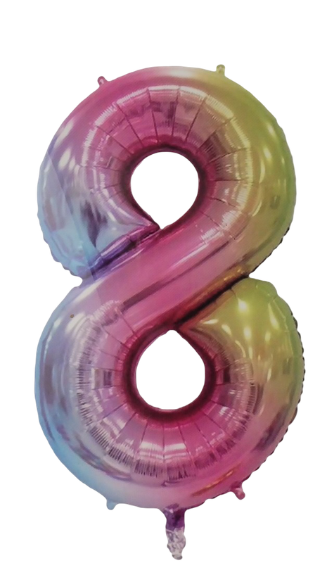 Casey 102cm Rainbow Balloon Number 8