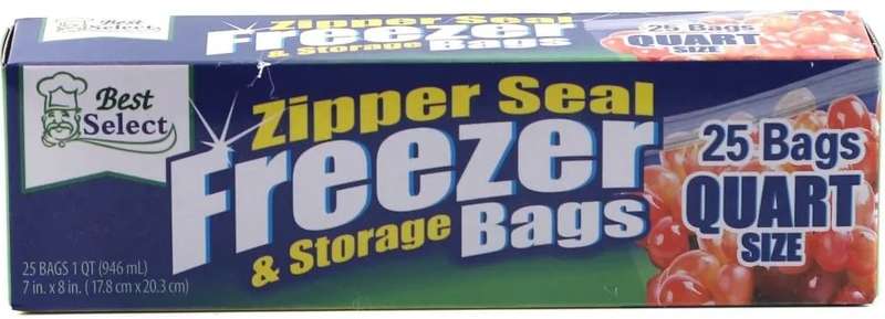 Zipper Food Freezer Seal Storage Bag 17.8cm X