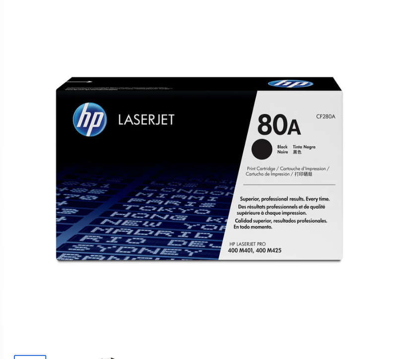 Original HP # 80A BLACK LASERJET TONER CARTRIDGE FOR PRO 400 MFP M425 AND M401 SERIES.
