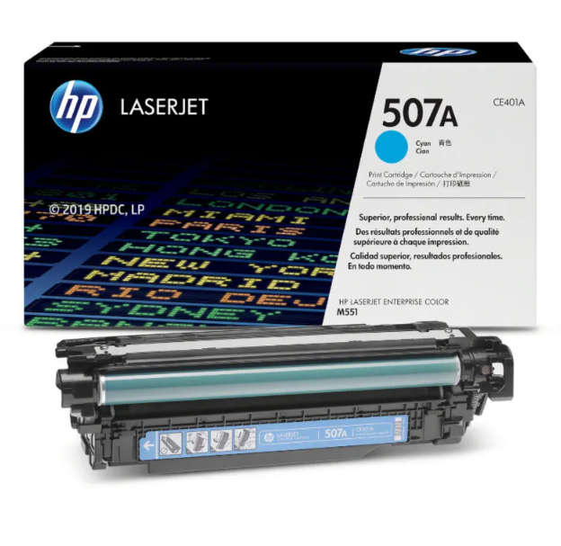 Original HP # 507LASERJET ENTERPRISE 500 COLOR M551 CYAN PRINT CARTRIDGE.