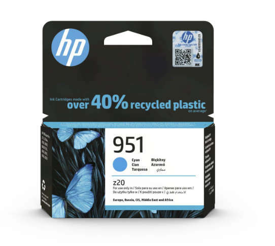 Original HP # 951 CYAN OFFICEJET INK CARTRIDGE - STANDARD CAPACITY- OfficeJet Pro 8100 ePrinter s...