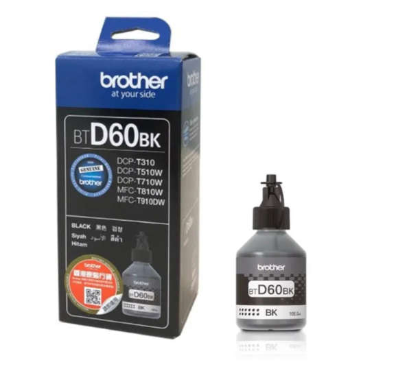 Original BROTHER BT60 BLACK INK FOR DCPT510W DCPT710W MFCT910DW ONLY (6500 PAGE YIELD)