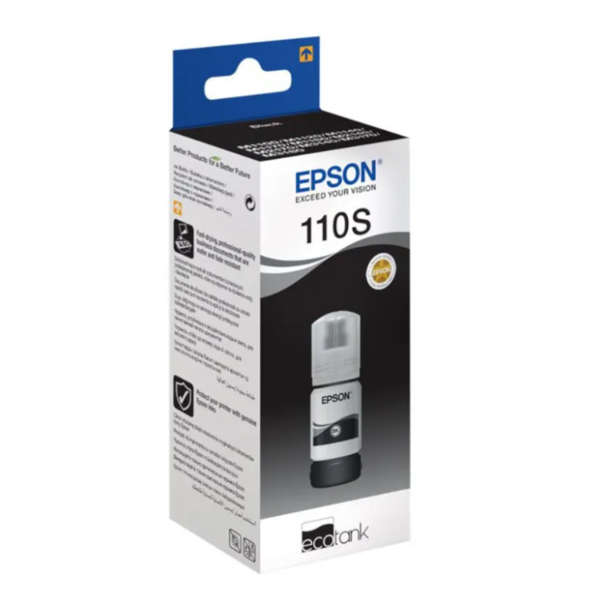 Original EPSON 110S ECOTANK  PIGMENT BLACK 40ML INK BOTTLE