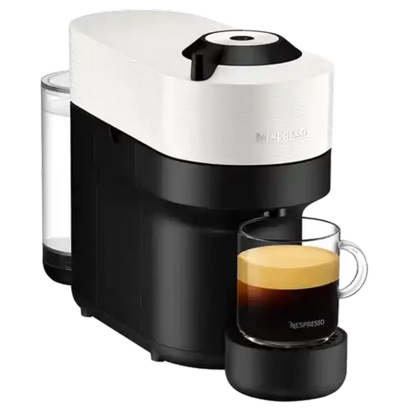 Nespresso Vertuo Pop Coffee Machine - Coconut White with 10 Sleeves of Nespresso Coffee (+-100 Pods)